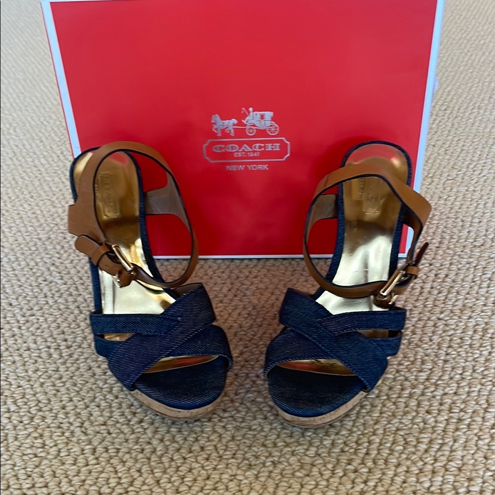 Coach Women's Denim and Tan Sandals